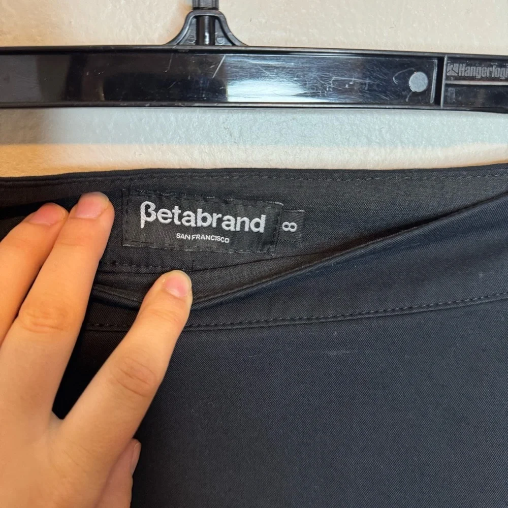 Betabrand Pencil Mini Skirt Women's Black Vented Zip Pocket Pull On Office
